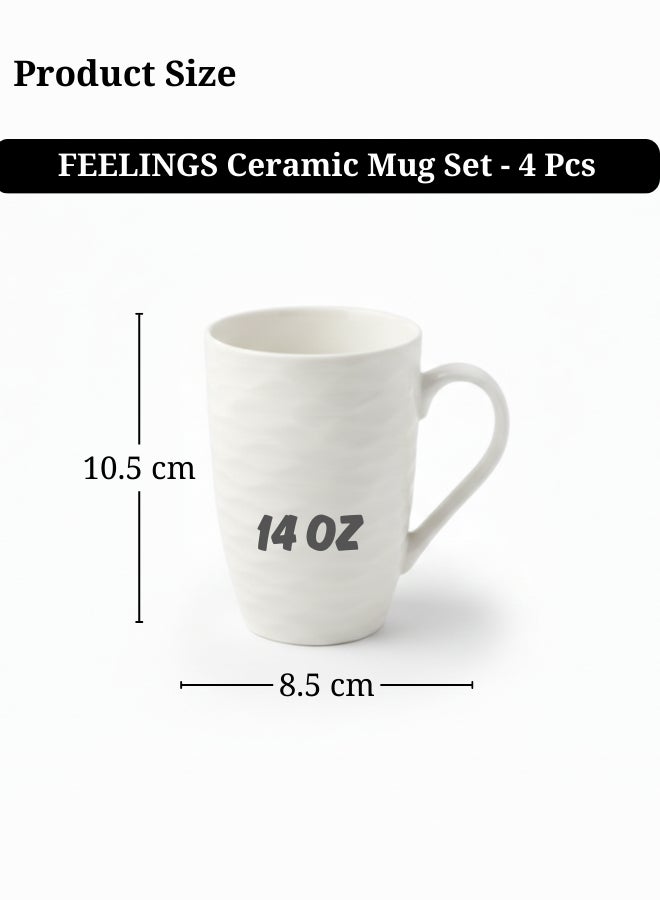 Feelings Premium Large Ceramic 14 oz Mug set – 4 pieces | durable everyday Coffee, Tea & Beverage Mugs for home and office use - Image 2